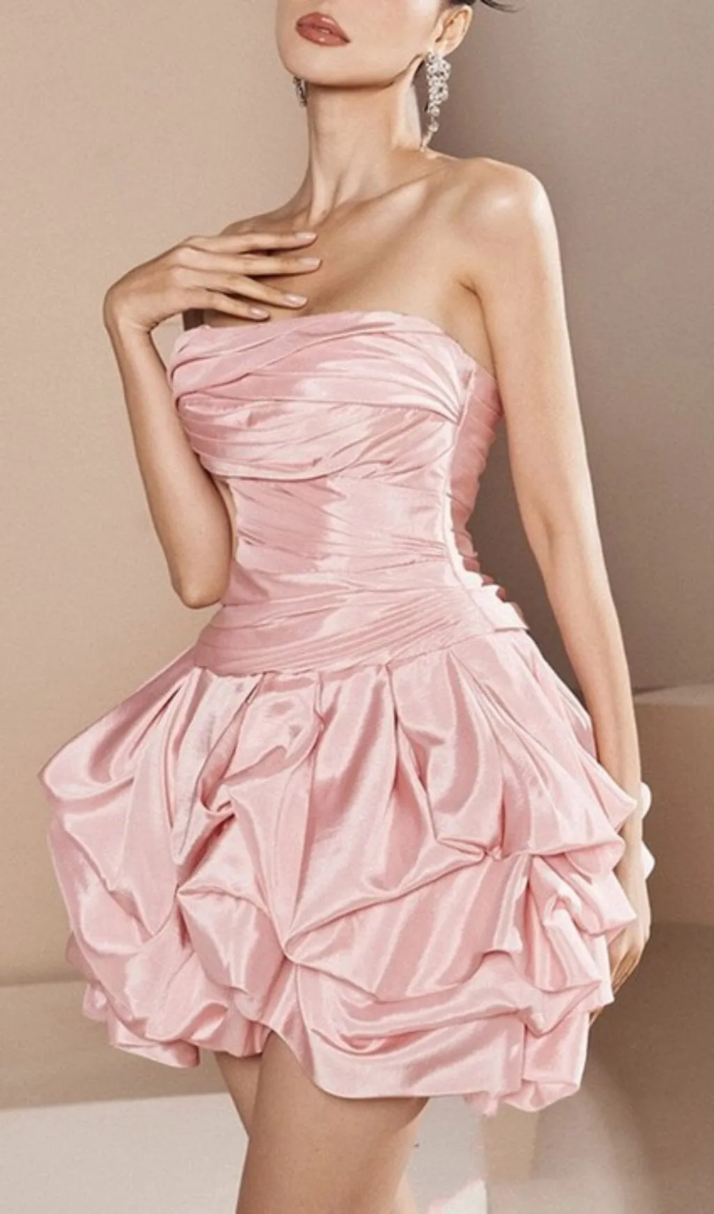 STRAPLESS BUD MINI DRESS IN PINK Gloria Lanvin
