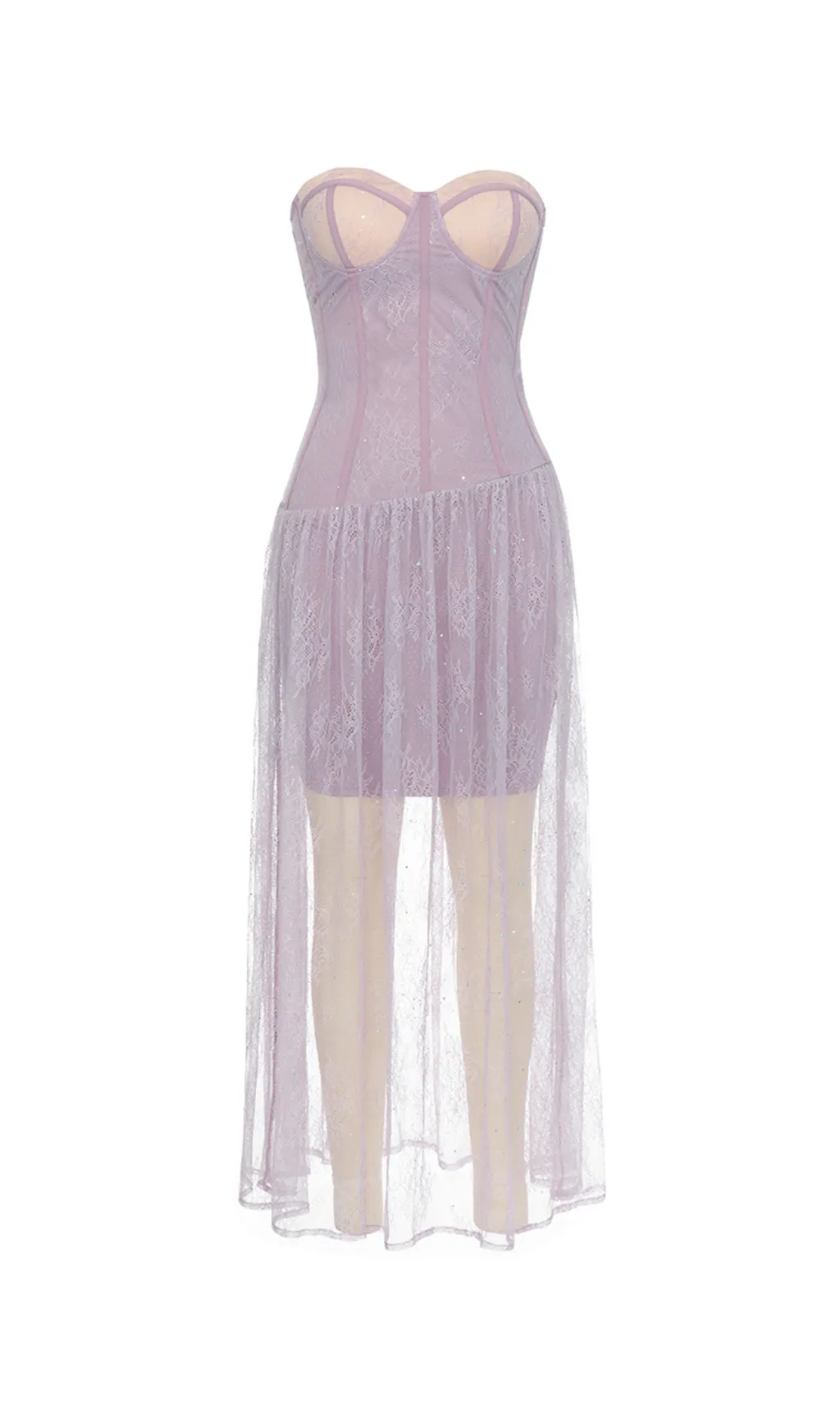 STRAPLESS CORSET LACE MAXI DRESS Gloria Lanvin