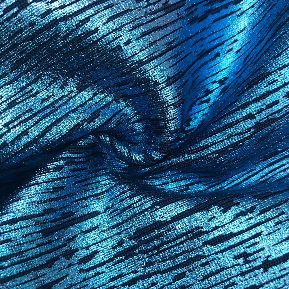 STRAPLESS CRYSTAL WOODGRAIN FOIL PRINT MAXI DRESS BLUE Gloria Lanvin