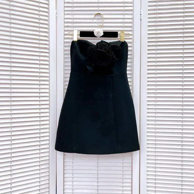 STRAPLESS CUTOUT MINI DRESS IN BLACK Gloria Lanvin