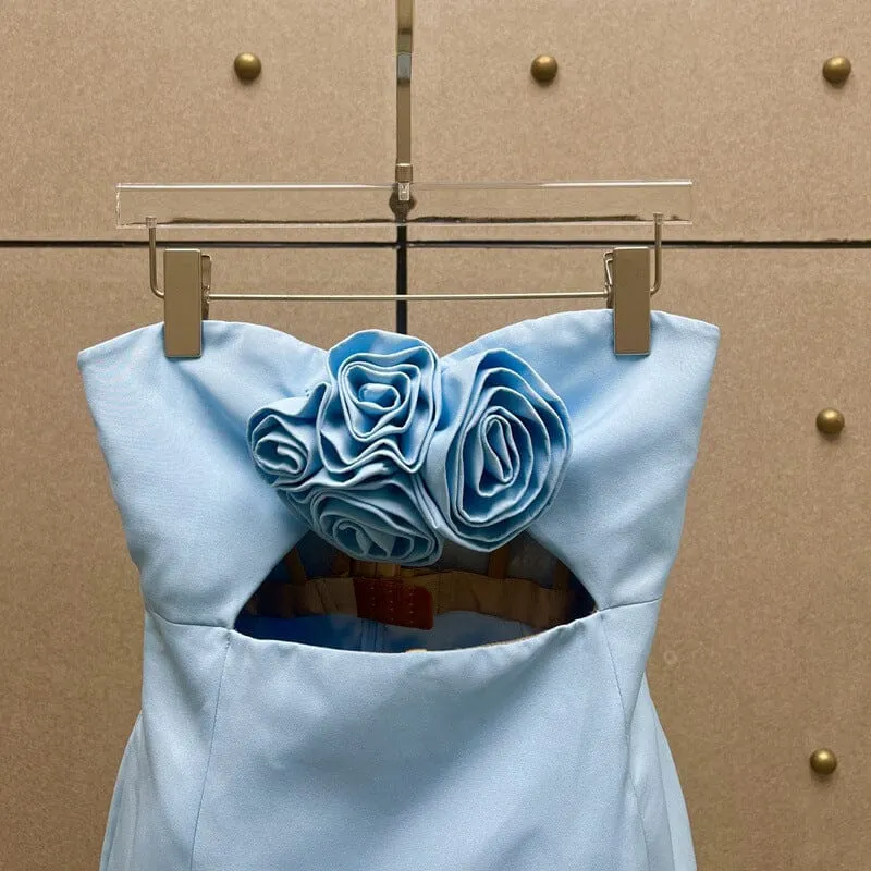 STRAPLESS CUTOUT MINI DRESS IN BLUE Gloria Lanvin