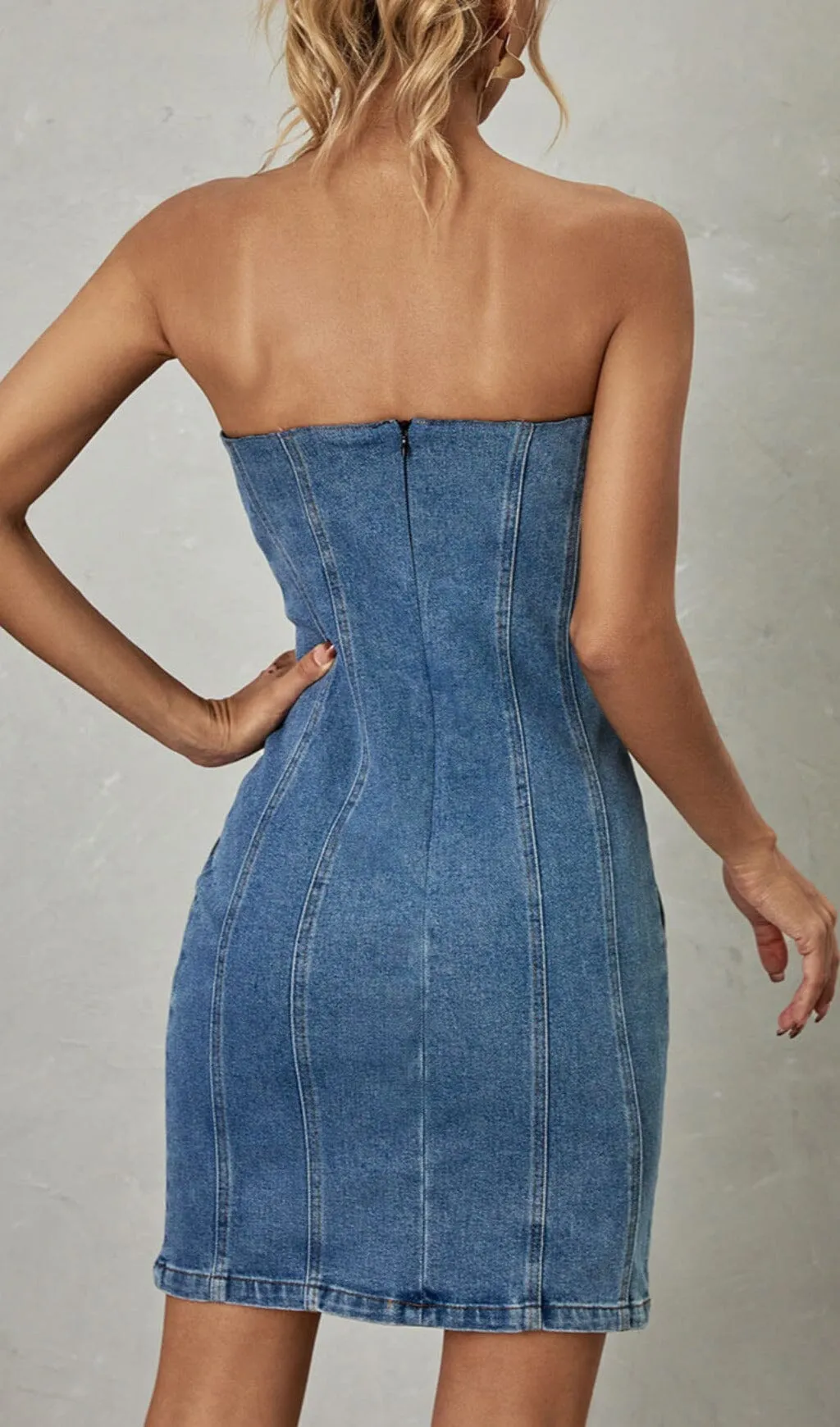 STRAPLESS DENIM MINI DRESS Gloria Lanvin