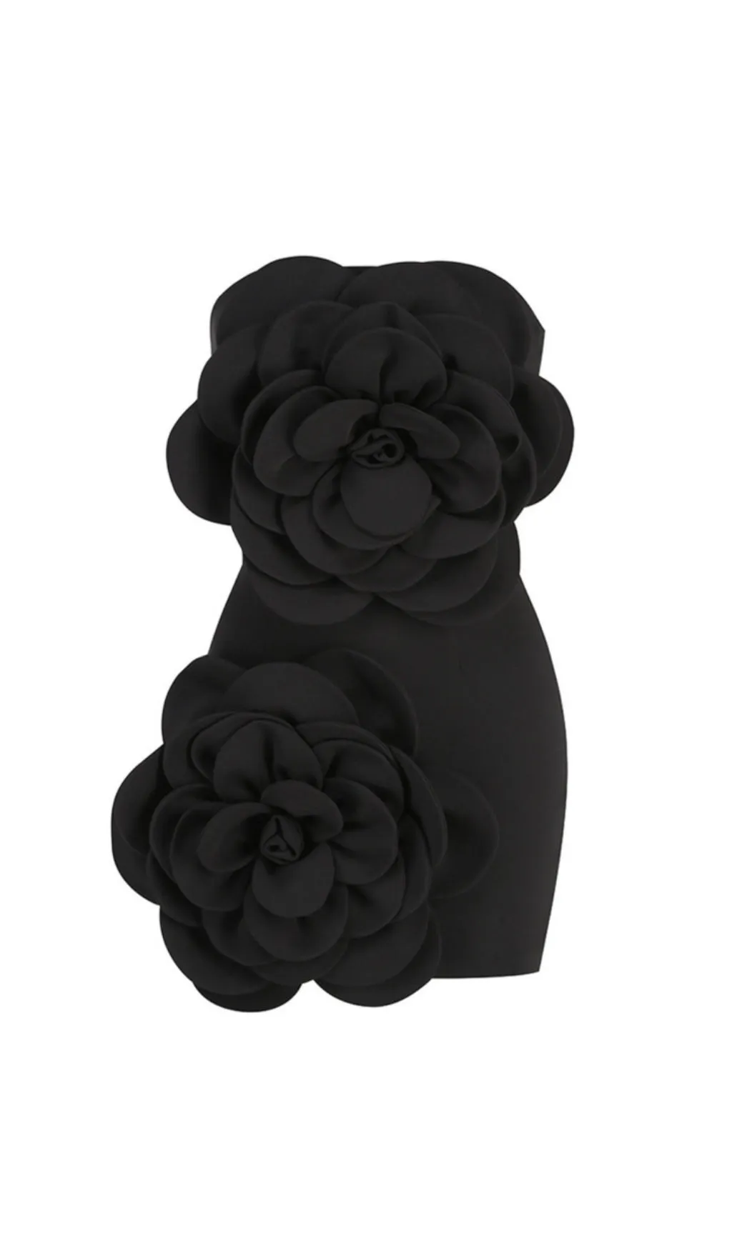 STRAPLESS FLOWER MINI DRESS IN BLACK Gloria Lanvin