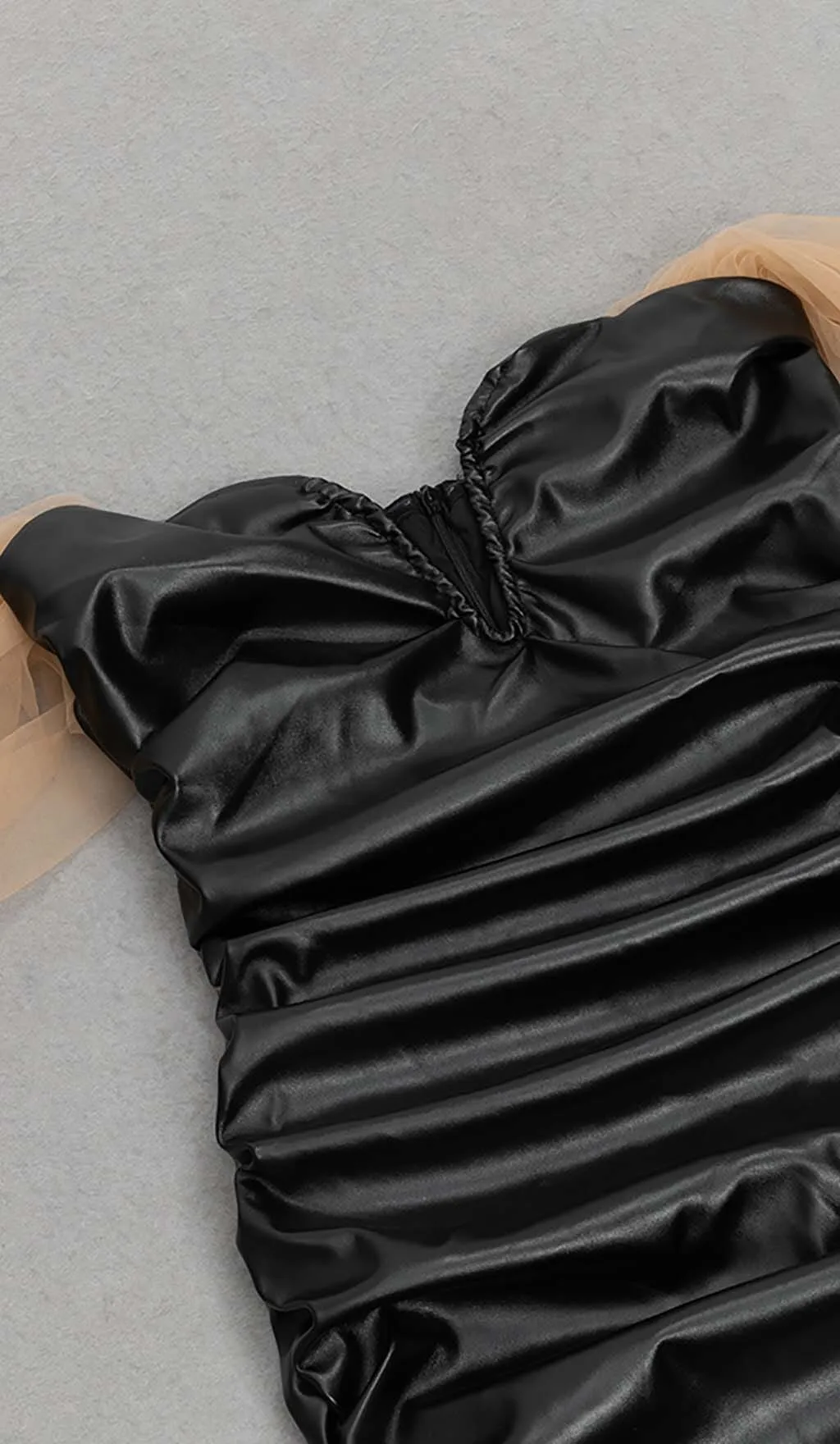 STRAPLESS LEATHER MINI DRESS IN BLACK Gloria Lanvin