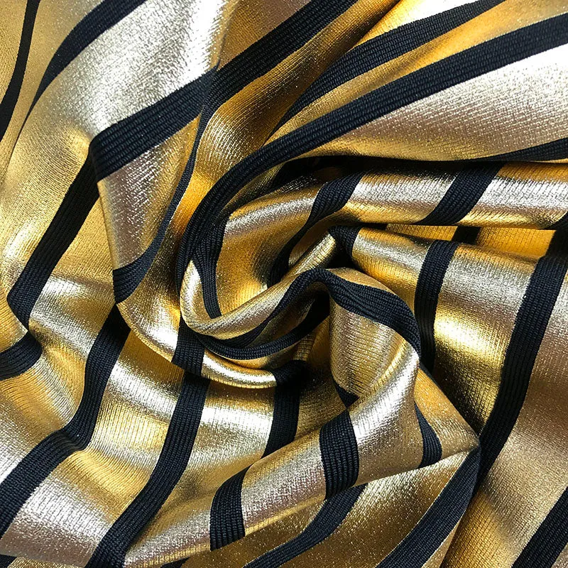 STRAPLESS METALLIC STRIPE MAXI DRESS Gloria Lanvin