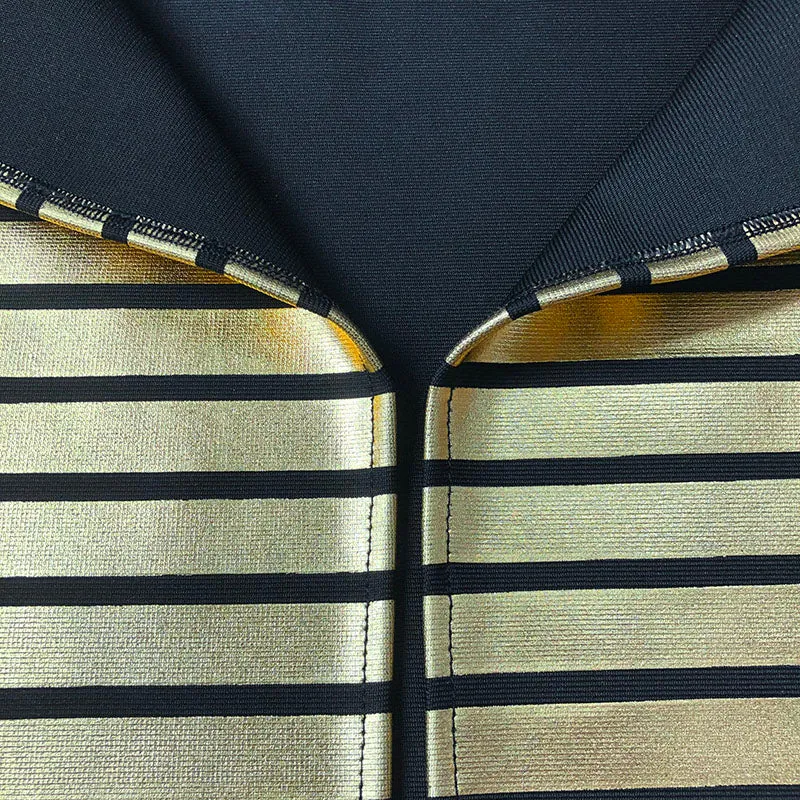 STRAPLESS METALLIC STRIPE MAXI DRESS Gloria Lanvin