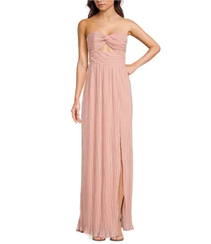 Strapless Pleated Maxi Dress in Pink Gloria Lanvin