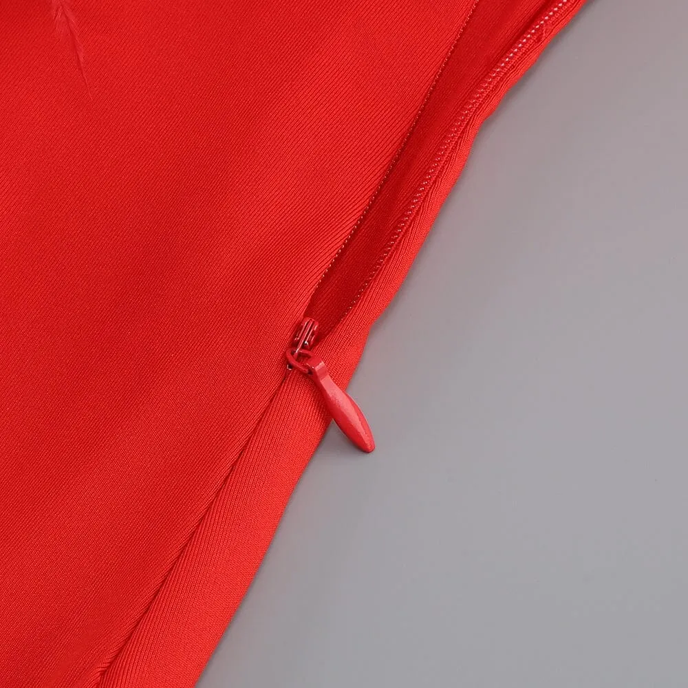 STRAPLESS PUFFY FLOWER MINI DRESS IN RED Gloria Lanvin