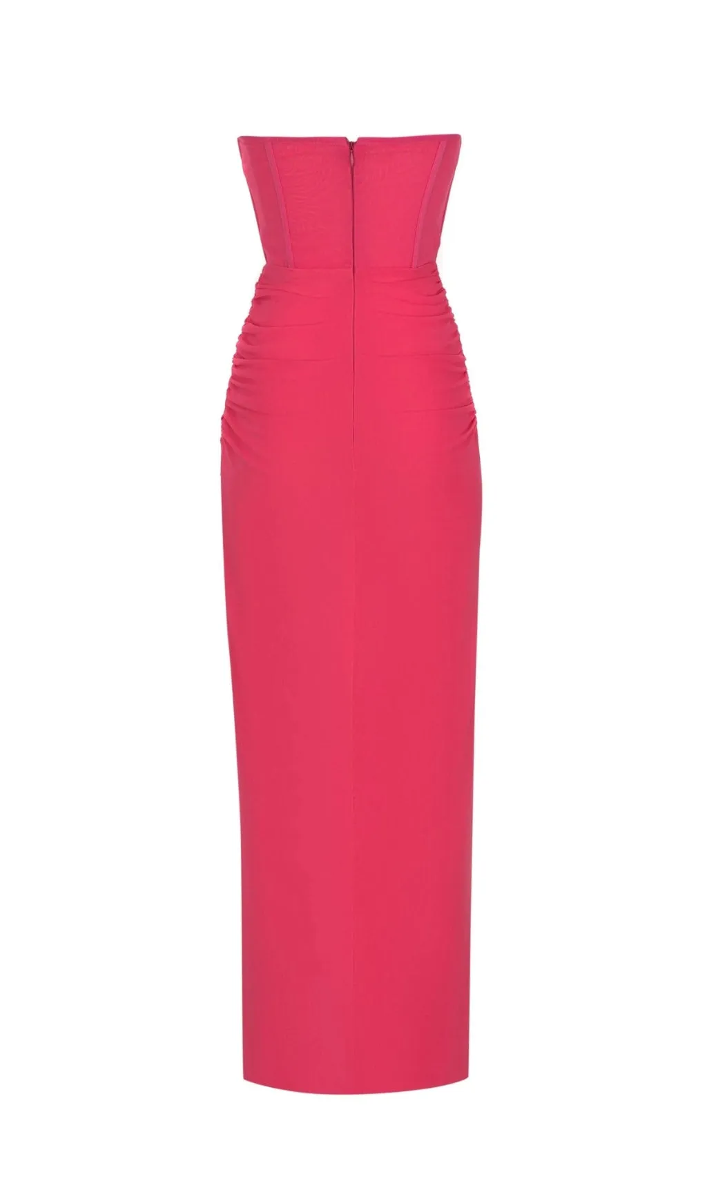 STRAPLESS RUCHED DRESS IN HOT PINK Gloria Lanvin