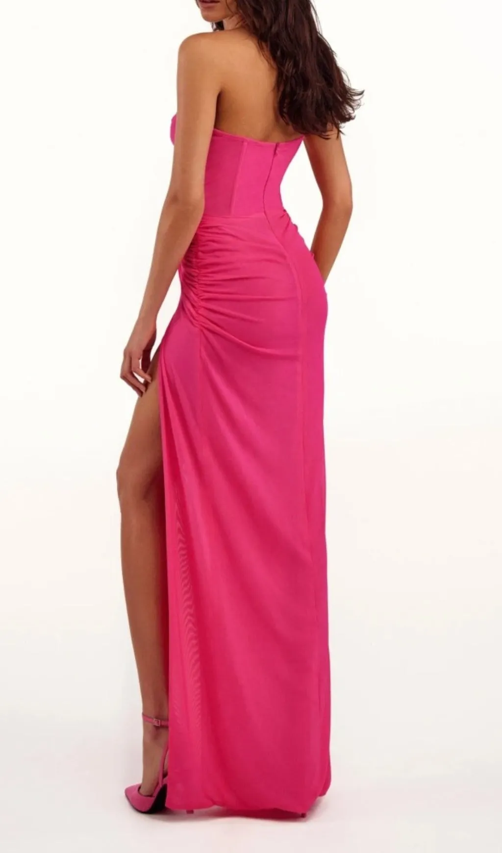 STRAPLESS RUCHED DRESS IN HOT PINK Gloria Lanvin