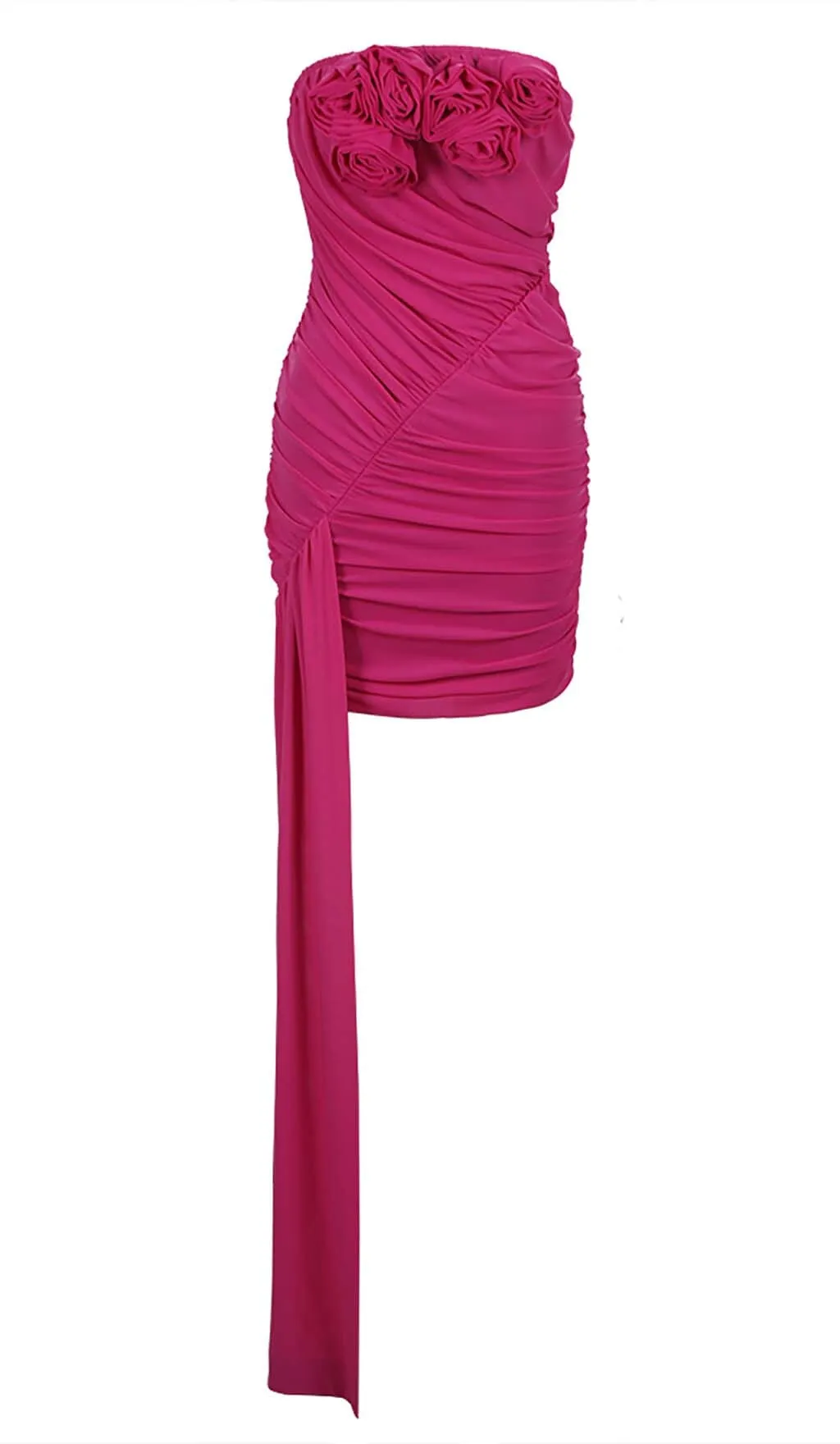 STRAPLESS RUCHED MINI DRESS IN ROSE RED Gloria Lanvin