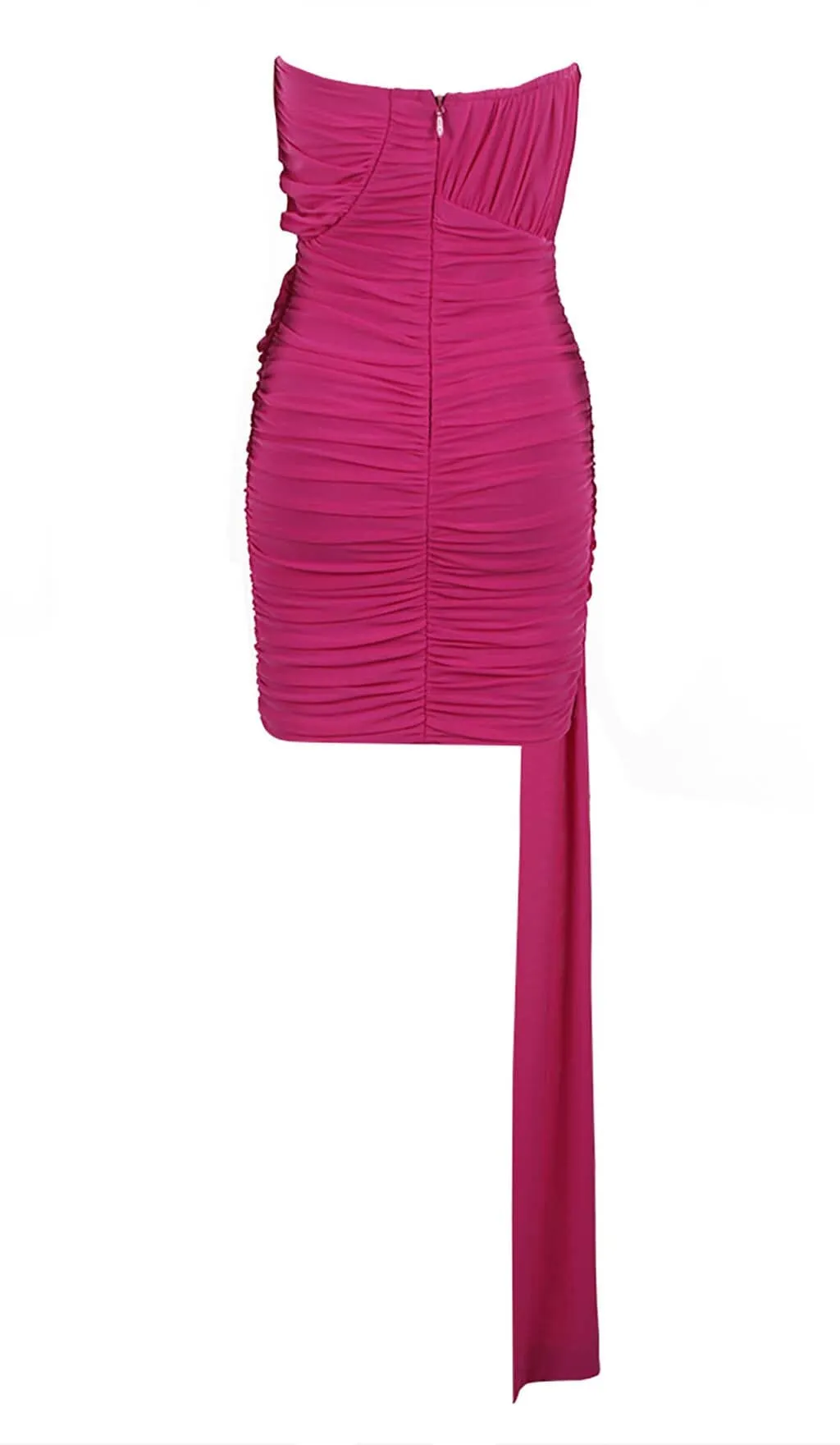 STRAPLESS RUCHED MINI DRESS IN ROSE RED Gloria Lanvin