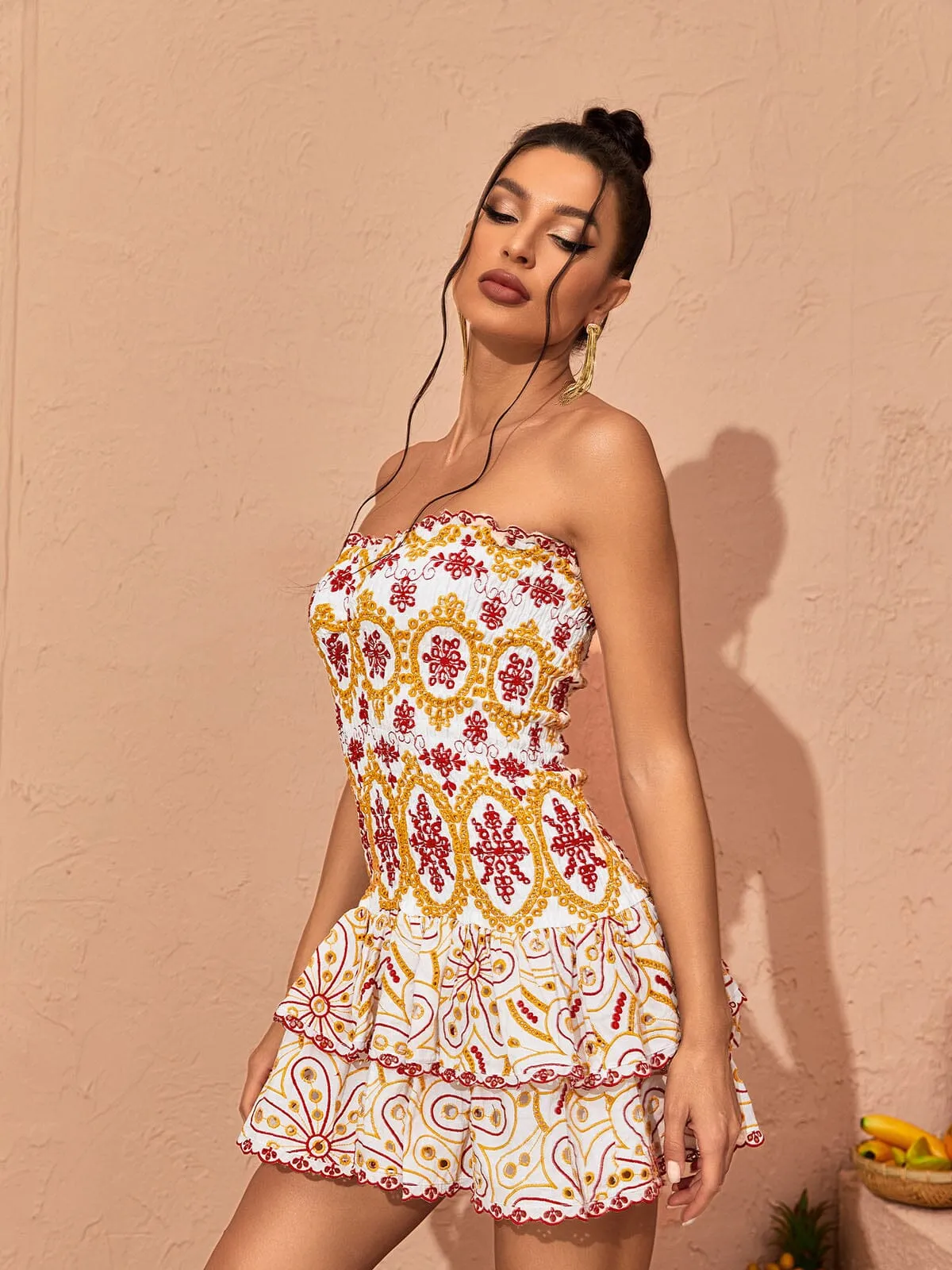 STRAPLESS RUFFLE MINI DRESS Gloria Lanvin