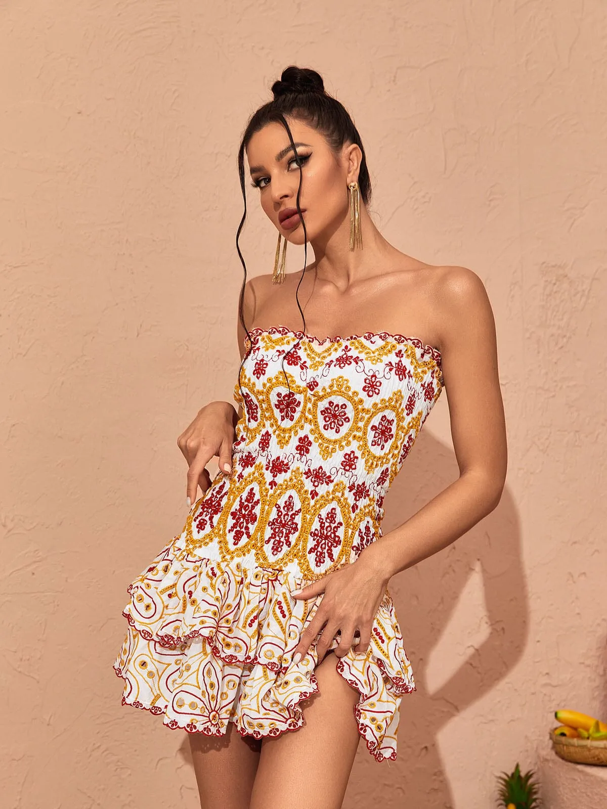 STRAPLESS RUFFLE MINI DRESS Gloria Lanvin