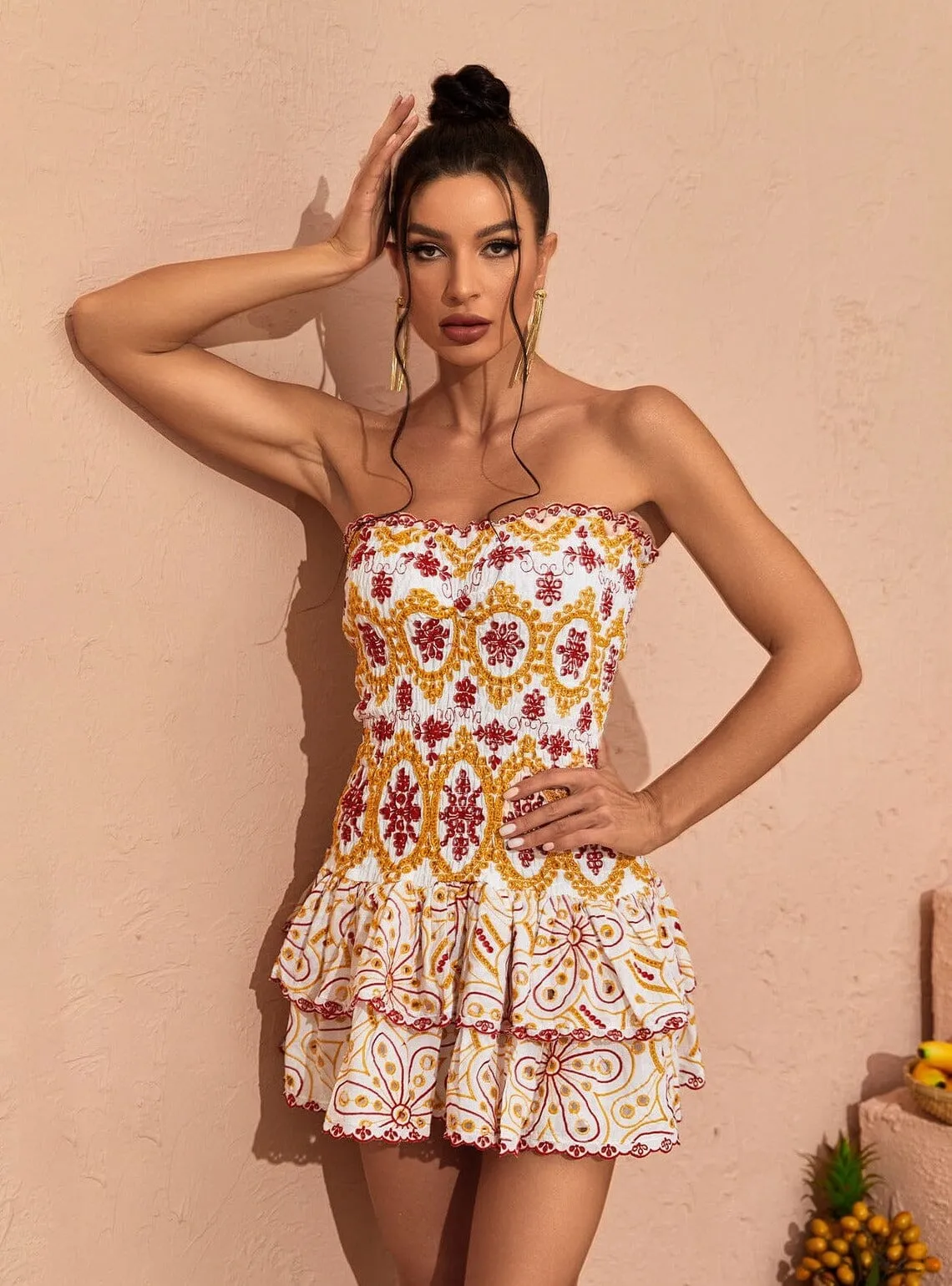STRAPLESS RUFFLE MINI DRESS Gloria Lanvin