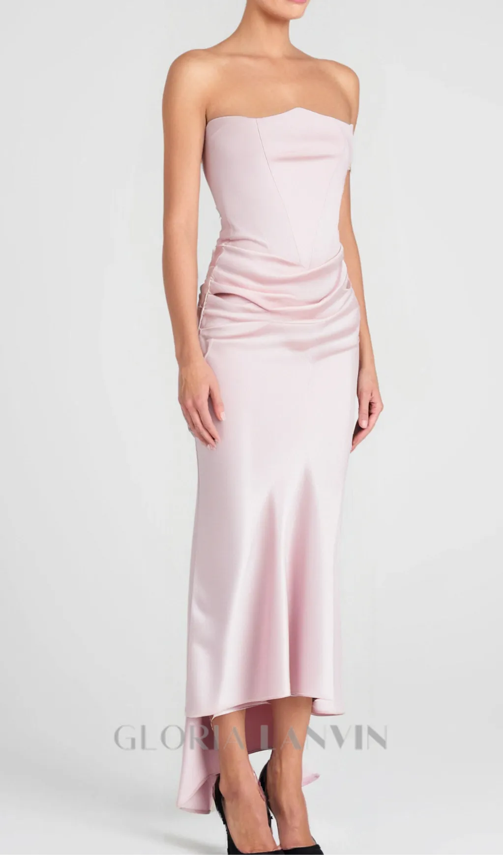 strapless satin corset maxi dress in pink Gloria Lanvin