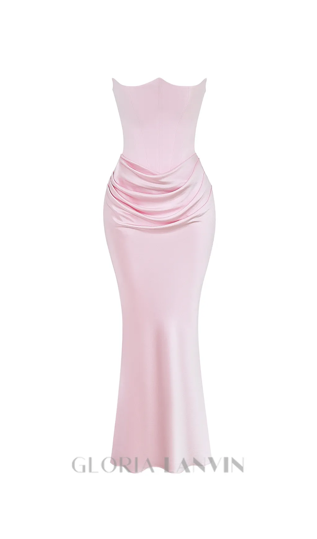 strapless satin corset maxi dress in pink Gloria Lanvin