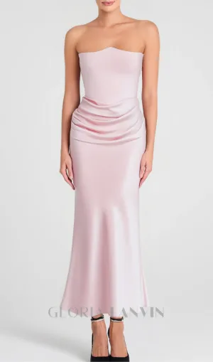 strapless satin corset maxi dress in pink Gloria Lanvin