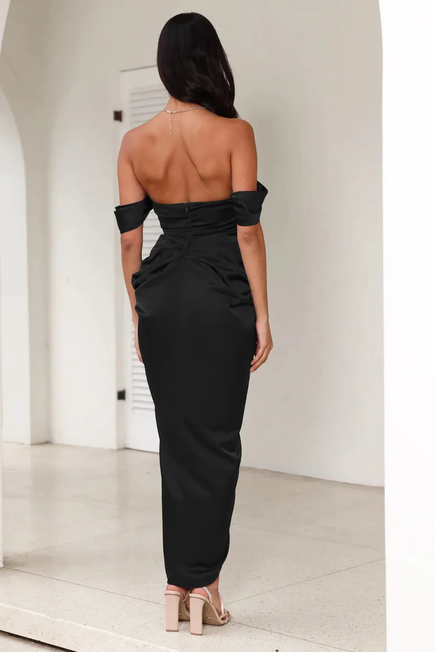 strapless satin midi dress in black Gloria Lanvin