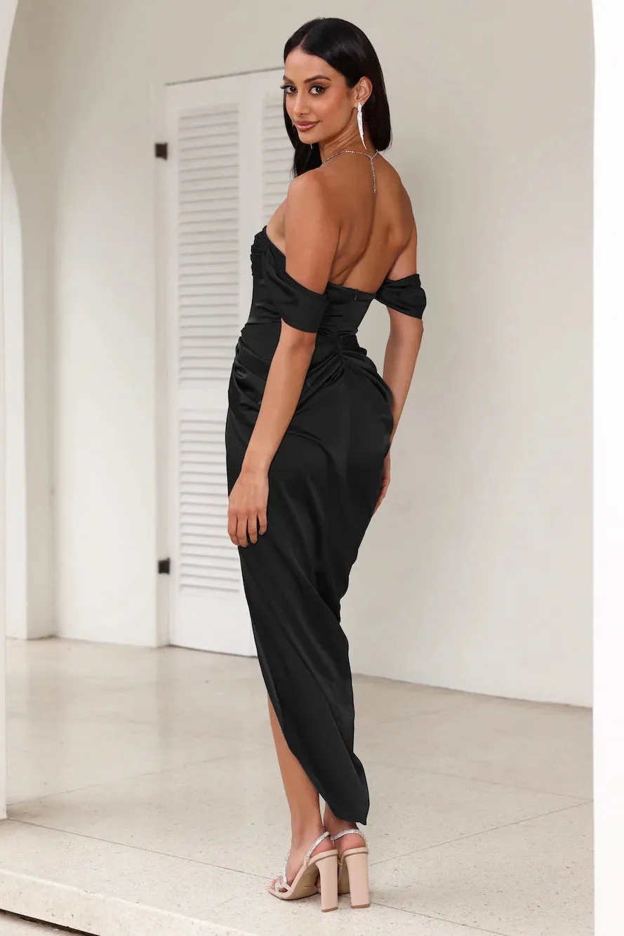 strapless satin midi dress in black Gloria Lanvin