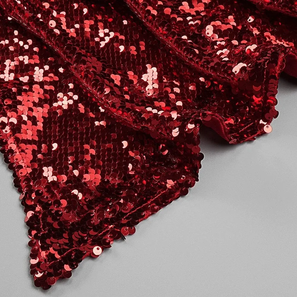 STRAPLESS SEQUIN MINI DRESS IN WINE RED Gloria Lanvin