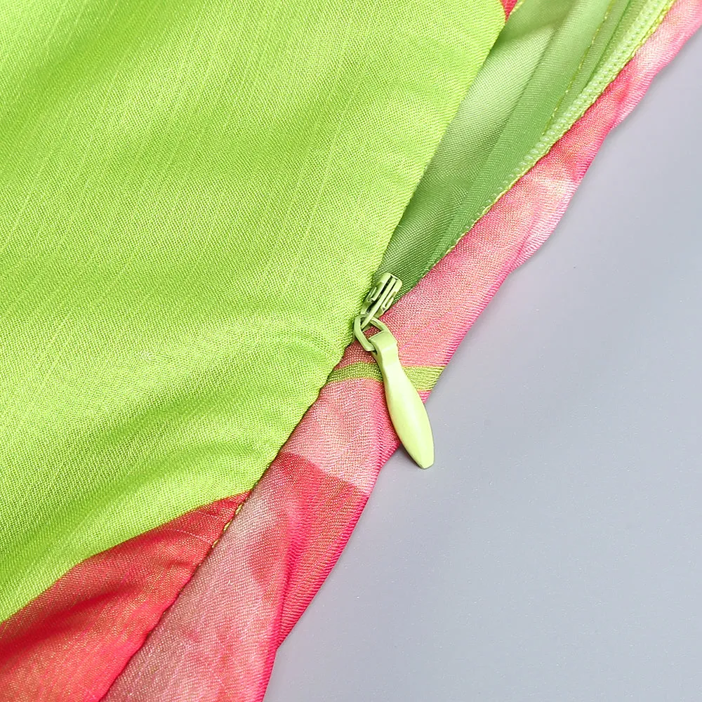 STRAPLESS SILK MAXI DRESS IN LIME ANTHURIUM Gloria Lanvin
