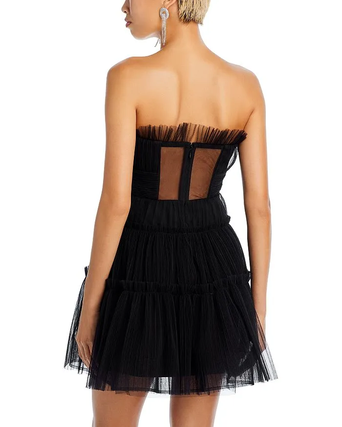 STRAPLESS TIERED TULLE MINI DRESS Gloria Lanvin