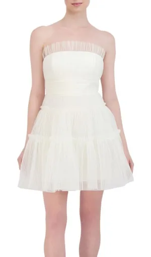 STRAPLESS TIERED TULLE MINI DRESS Gloria Lanvin