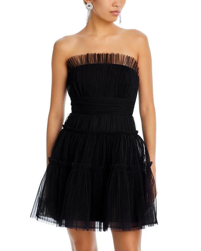 STRAPLESS TIERED TULLE MINI DRESS Gloria Lanvin