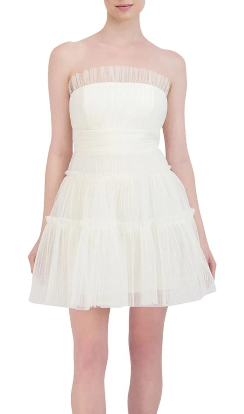 STRAPLESS TIERED TULLE MINI DRESS Gloria Lanvin