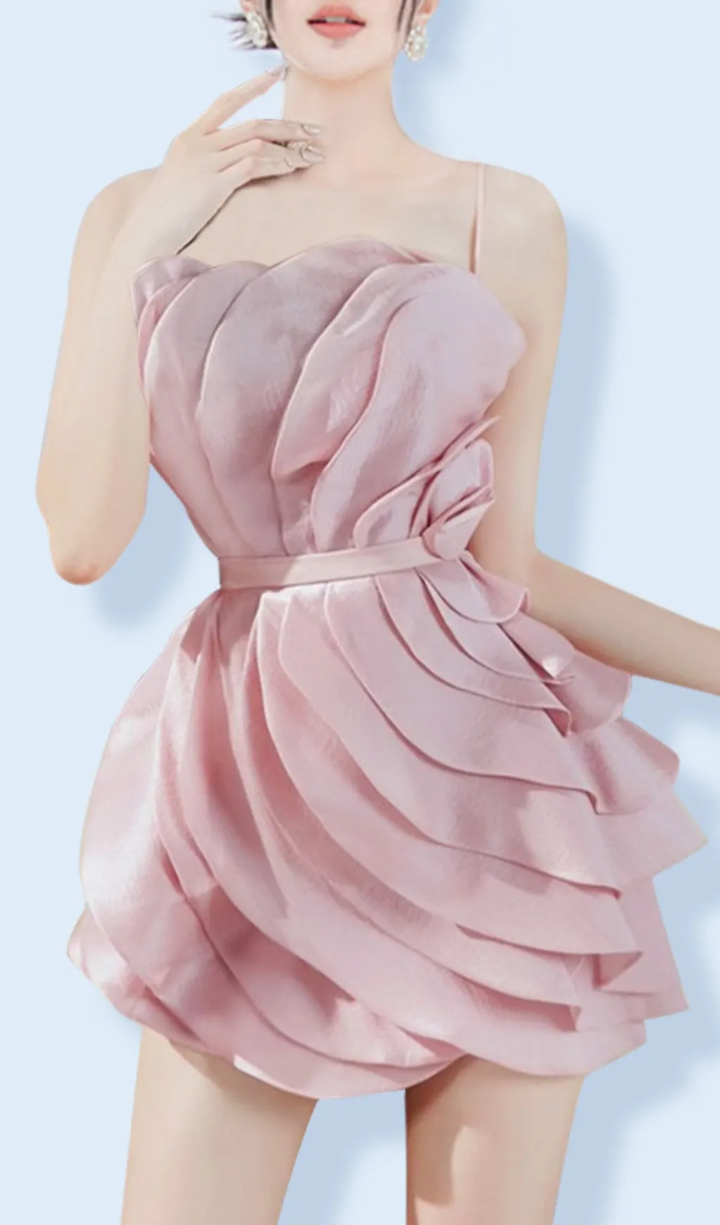 STRAPPY FLORAL WAISTED MINI DRESS Gloria Lanvin