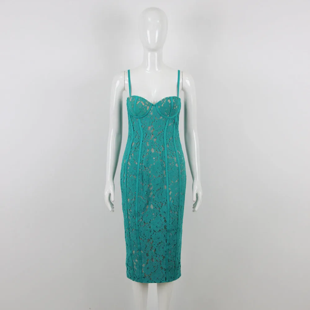 STRAPPY LACE MIDI DRESS Gloria Lanvin