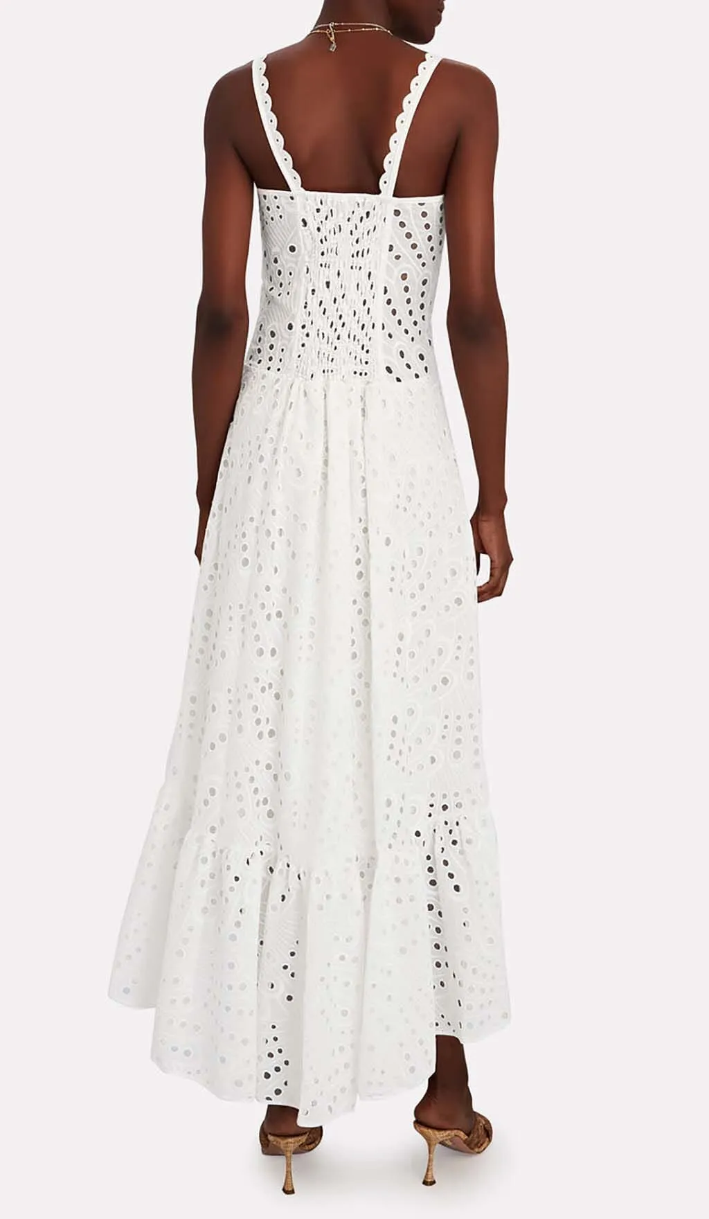 STRAPPY LACE MIDI DRESS IN WHITE Gloria Lanvin