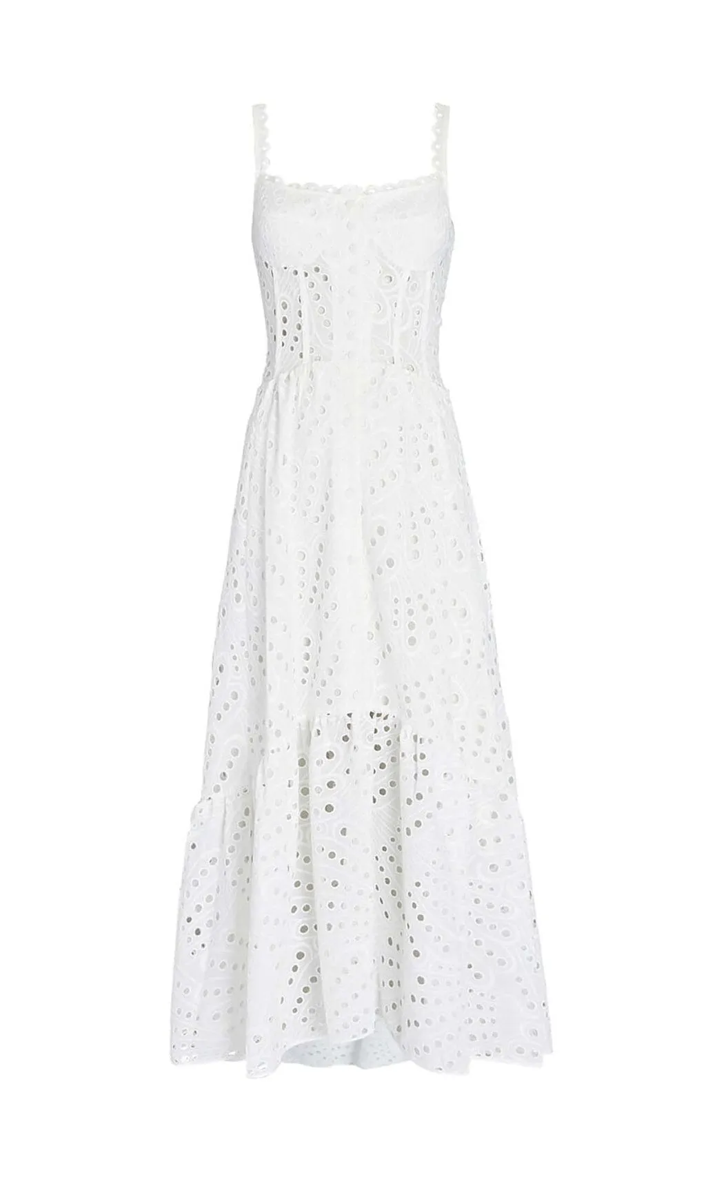 STRAPPY LACE MIDI DRESS IN WHITE Gloria Lanvin