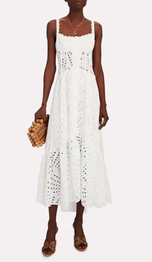 STRAPPY LACE MIDI DRESS IN WHITE Gloria Lanvin