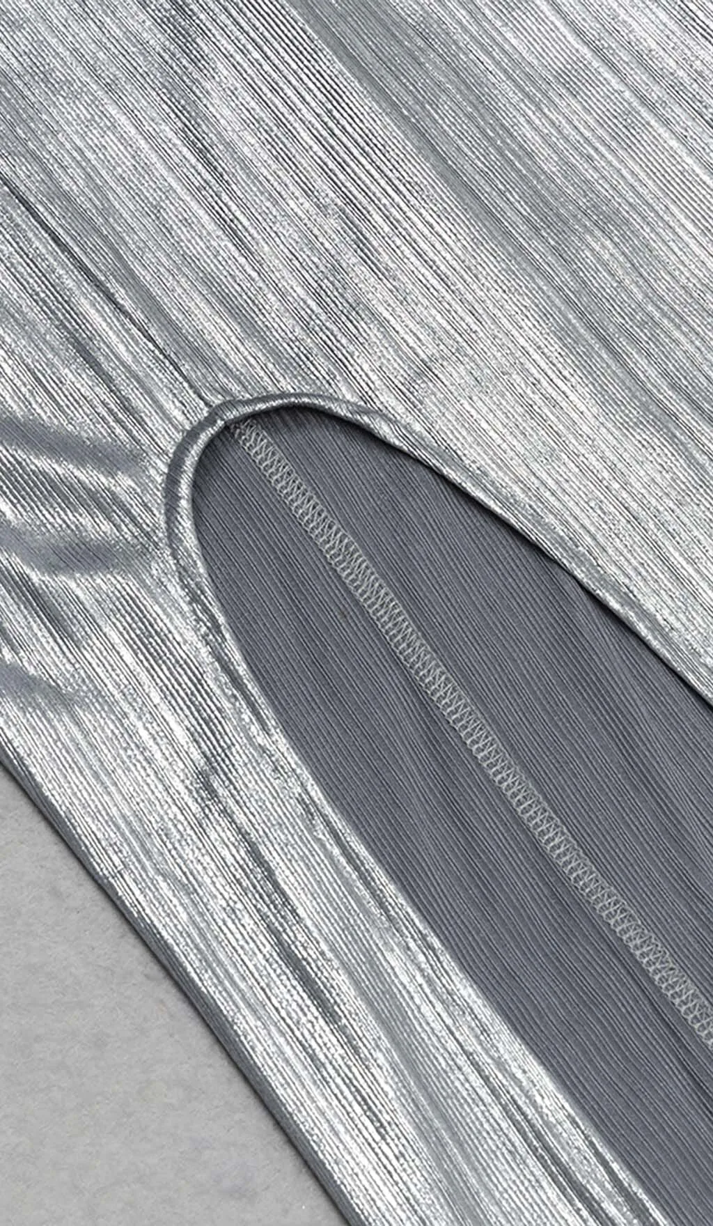 STRAPPY SPILT MIDI DRESS IN METALLIC SILVER Gloria Lanvin