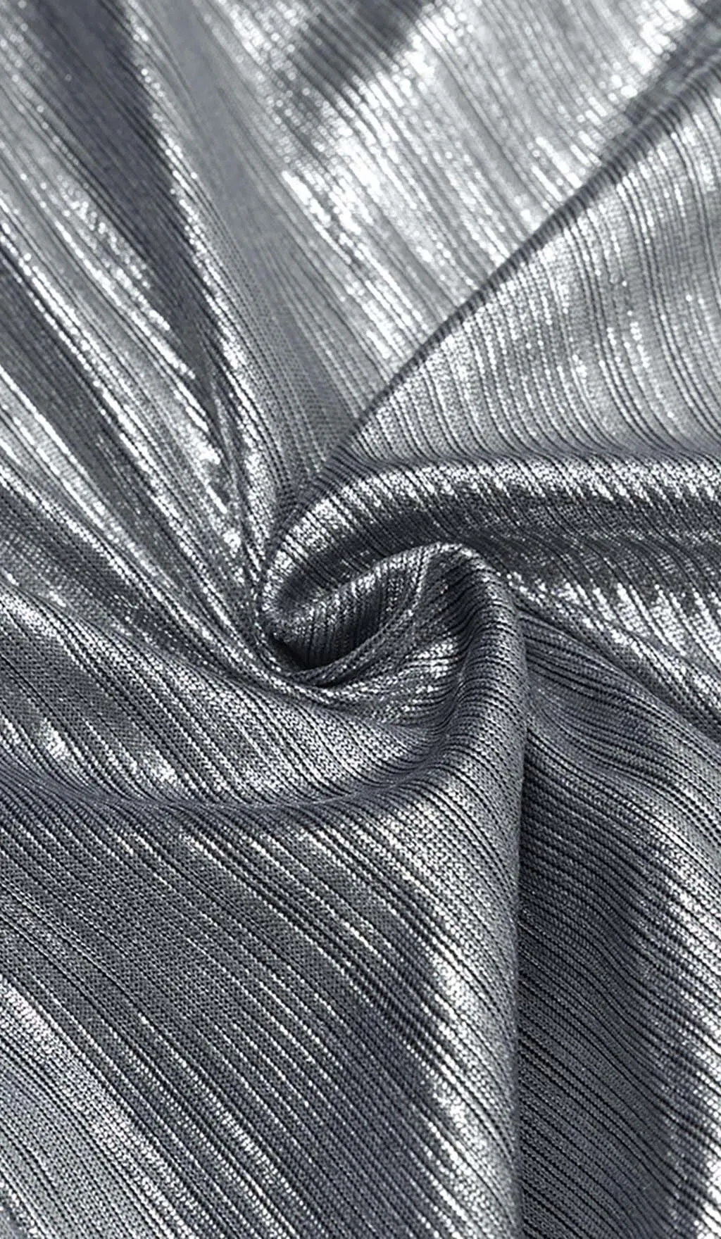 STRAPPY SPILT MIDI DRESS IN METALLIC SILVER Gloria Lanvin