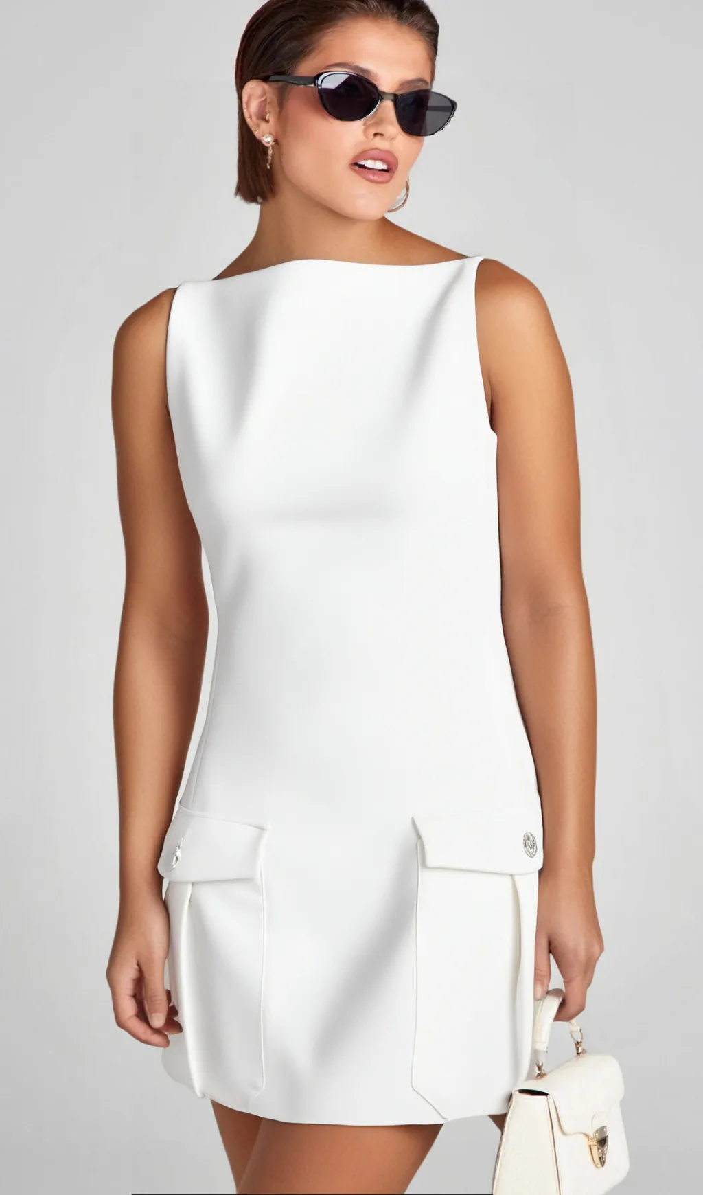 Stretch Crepe Strapless Mini dress in white Gloria Lanvin