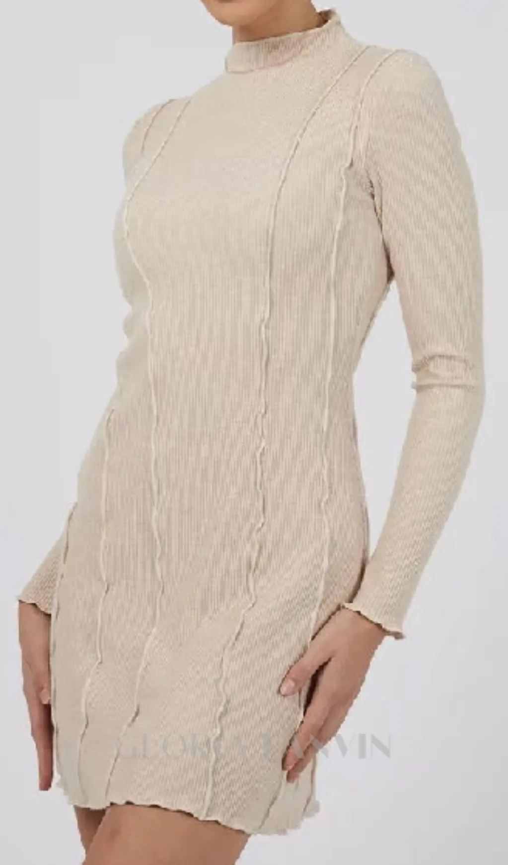 stripe-embellished knit Mini Dress in Natural Gloria Lanvin