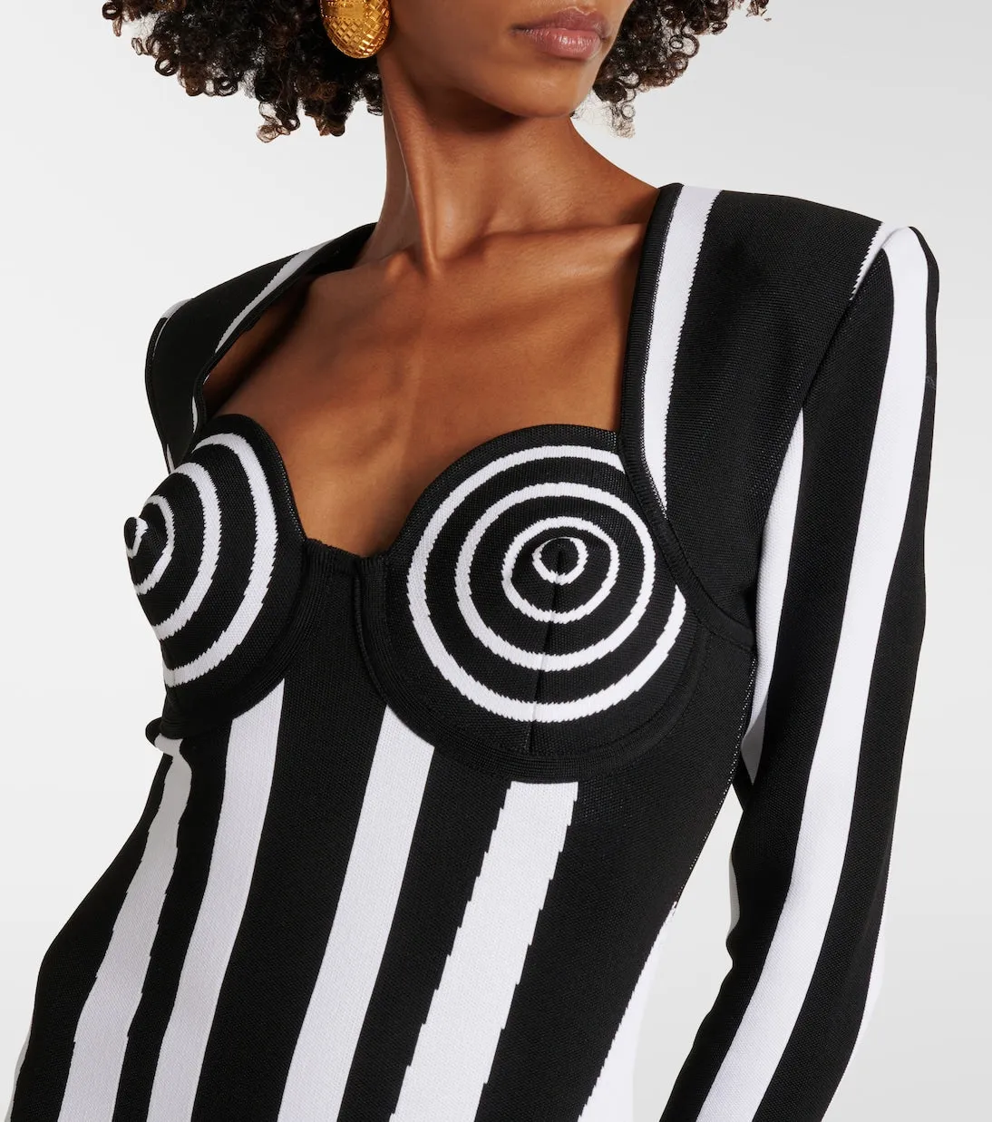 STRIPED KNIT BODYCON MINI DRESS Gloria Lanvin