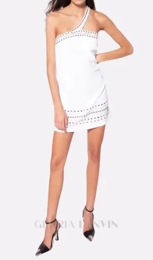 Studded embellished Mini Dress in white Gloria Lanvin