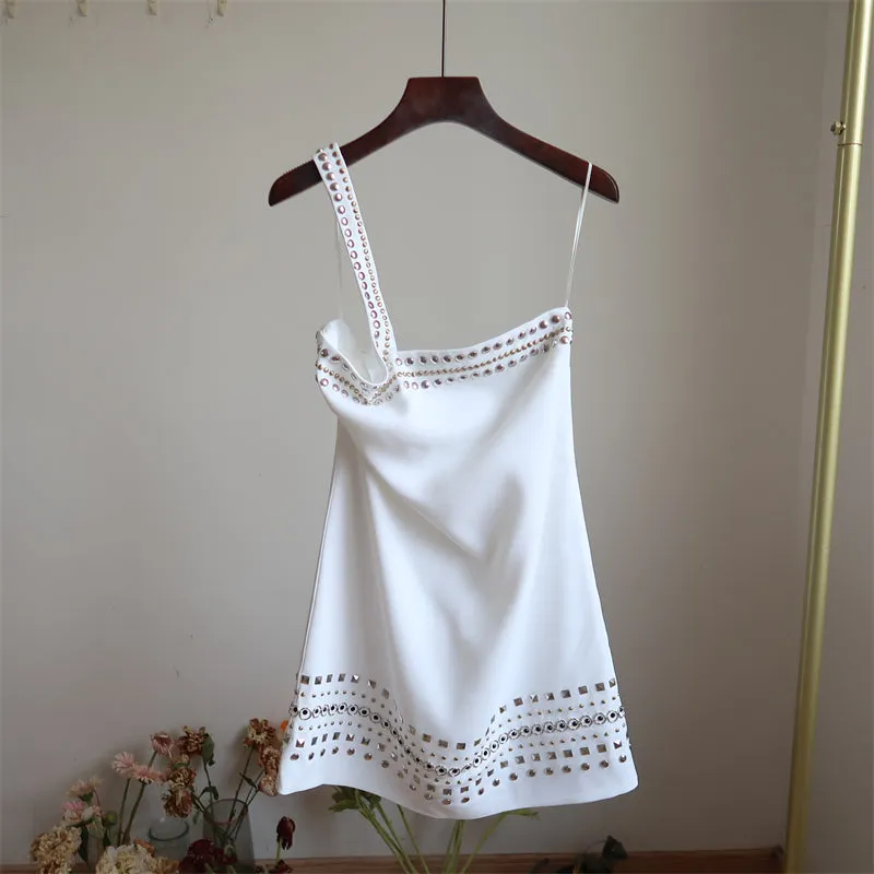 Studded embellished Mini Dress in white Gloria Lanvin