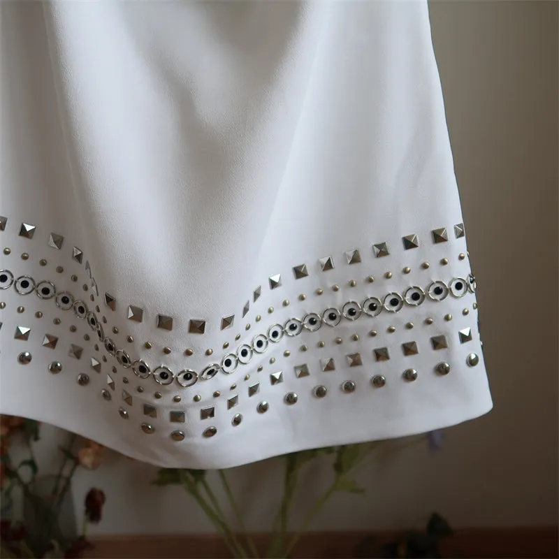 Studded embellished Mini Dress in white Gloria Lanvin