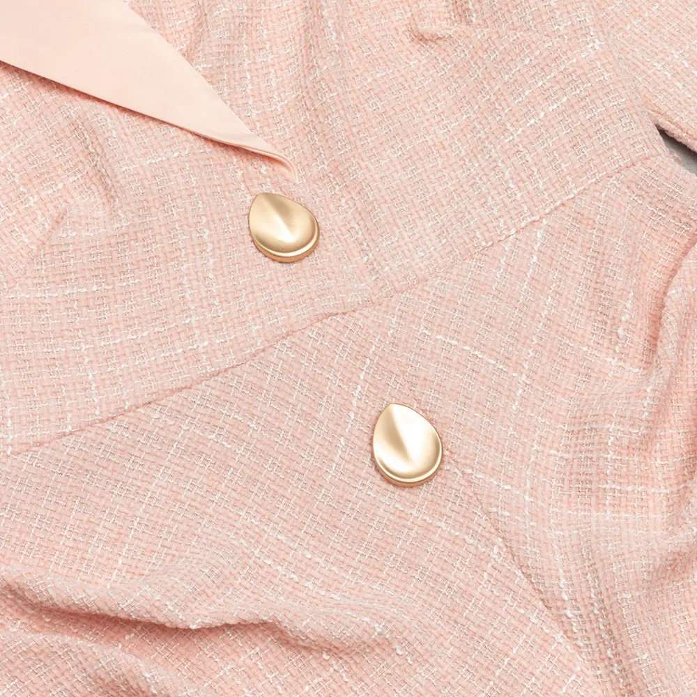 SUIT COLLAR METAL BUTTON RUFFLED MIDI DRESS Gloria Lanvin