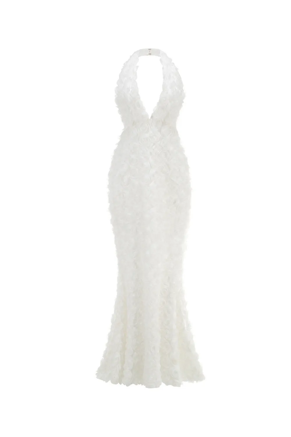 susanna 3D Flower Applique maxi Dress in white Gloria Lanvin