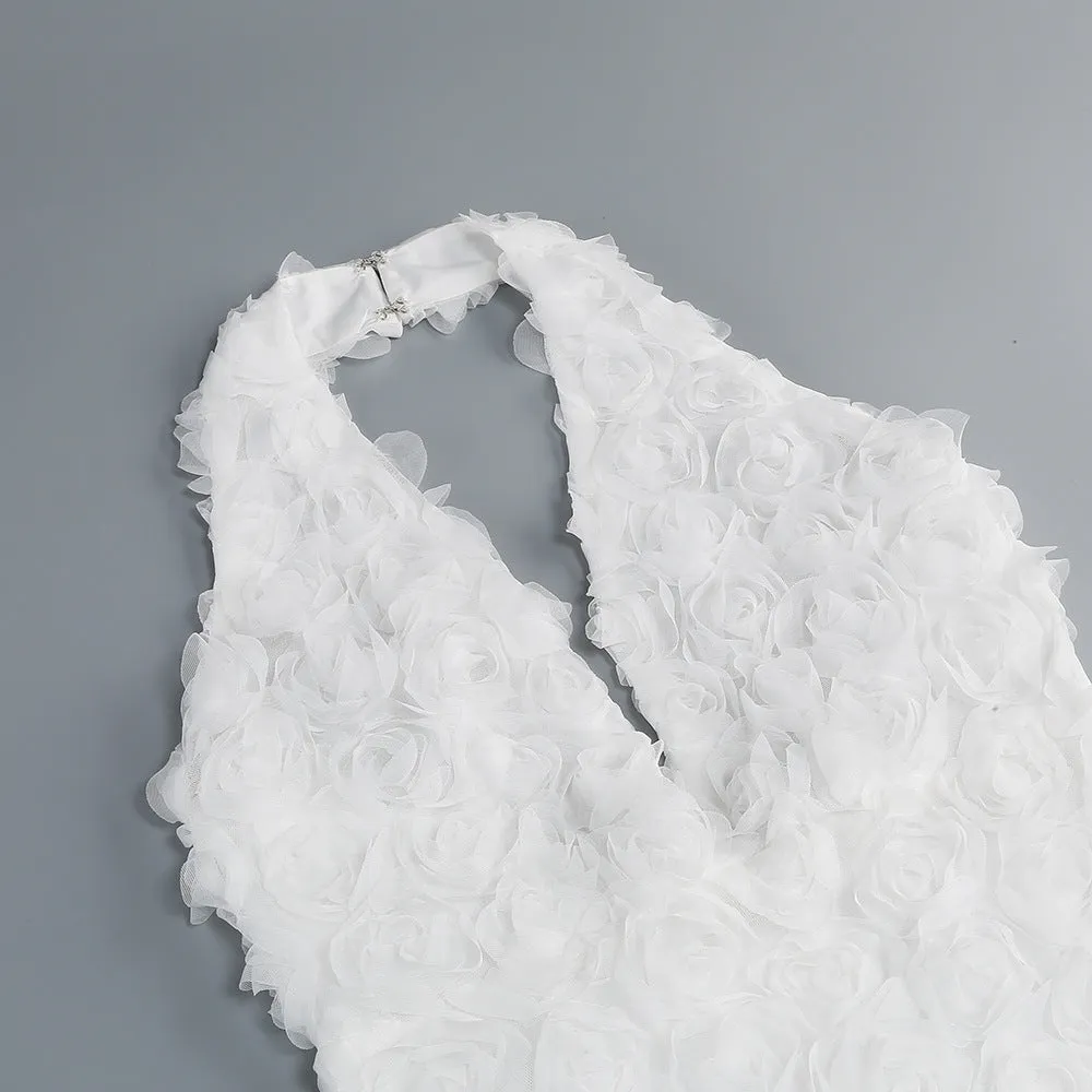 susanna 3D Flower Applique maxi Dress in white Gloria Lanvin