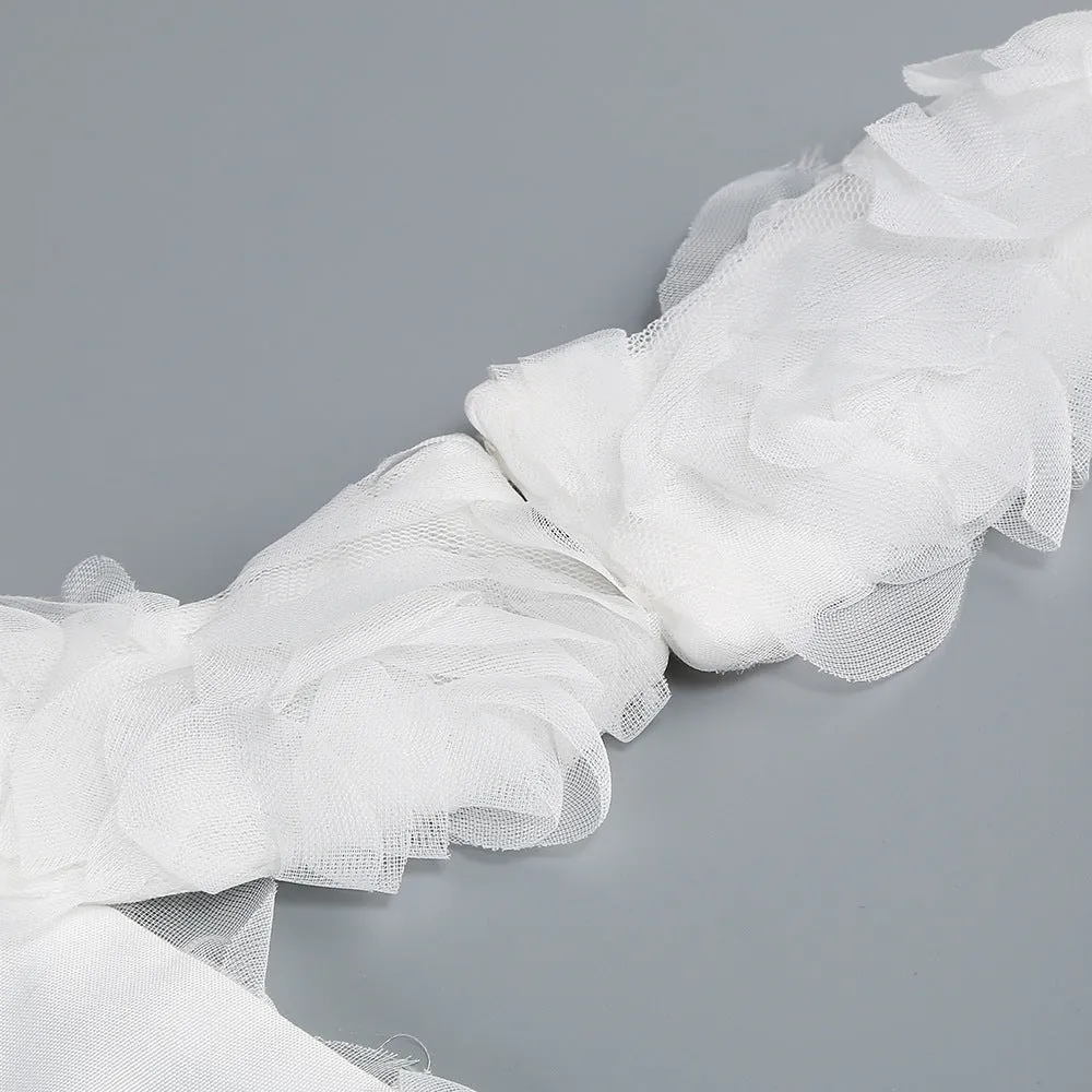 susanna 3D Flower Applique maxi Dress in white Gloria Lanvin