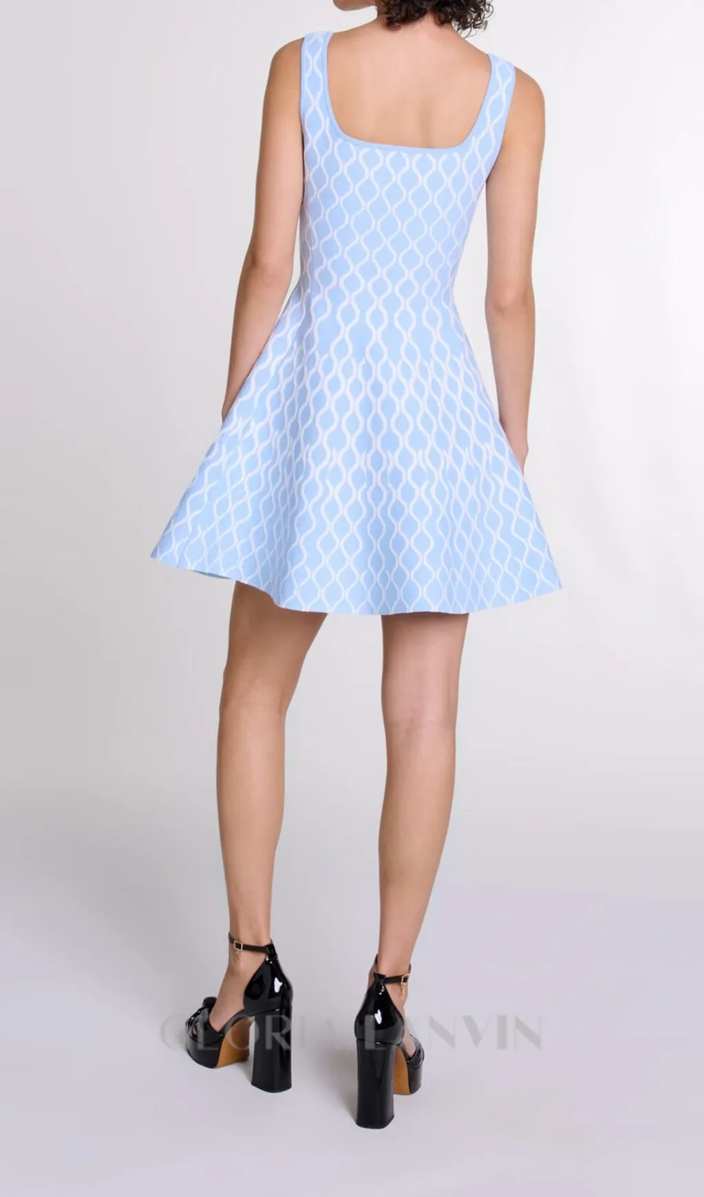 SUSIE BLUE JACQUARD KNIT MINI DRESS Gloria Lanvin
