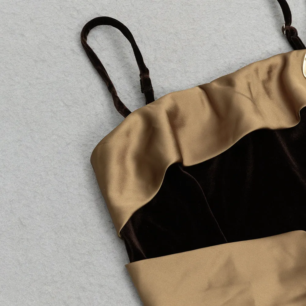 SUSPENDERS THIN STRAPS SLIMMING VELVET MAXI DRESS Gloria Lanvin
