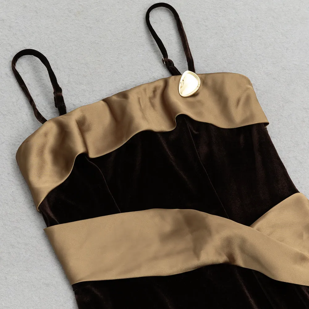 SUSPENDERS THIN STRAPS SLIMMING VELVET MAXI DRESS Gloria Lanvin